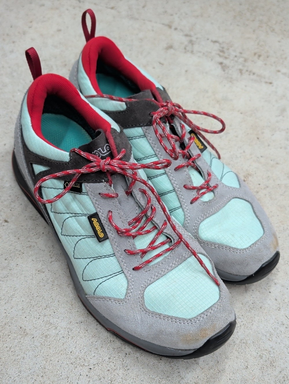 Asolo Sword GV Gore-Tex Light Blue Trail Sneaker with Red Accents